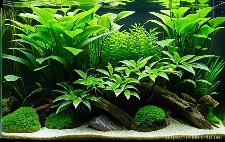 물고기 입양 가이드 - **Prompt:** A cozy and well-lit living room corner featuring a rectangular freshwater aquarium, appr...
