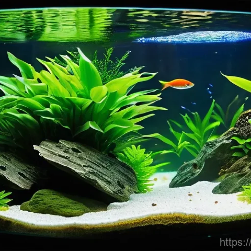 관상어 치료제 추천 - **Prompt:** A tranquil and well-maintained freshwater aquarium, viewed from a slightly elevated angl...