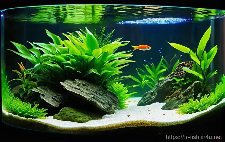 관상어 치료제 추천 - **Prompt:** A tranquil and well-maintained freshwater aquarium, viewed from a slightly elevated angl...