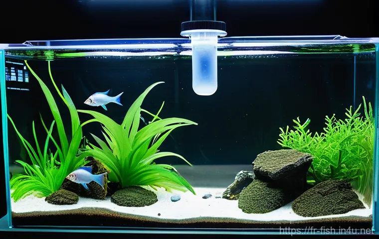 관상어 치료제 추천 - **Prompt:** An exquisitely aquascaped "blackwater" aquarium, presented with a rich, natural aestheti...