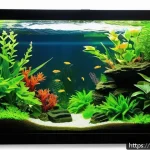 Home 23 어항 CO2 시스템 - A beautifully planted aquarium scene showcasing various aquatic plants thriving with vibrant green l...