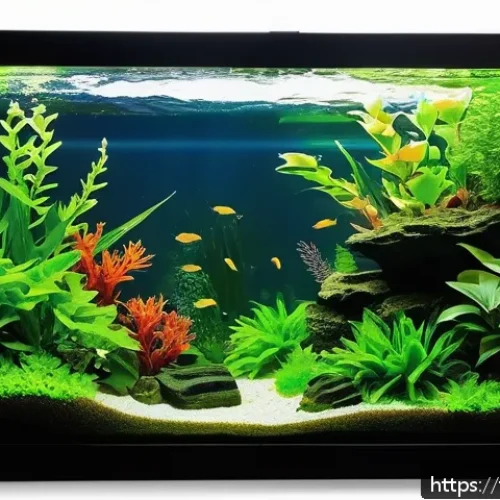 Home 17 어항 CO2 시스템 - A beautifully planted aquarium scene showcasing various aquatic plants thriving with vibrant green l...